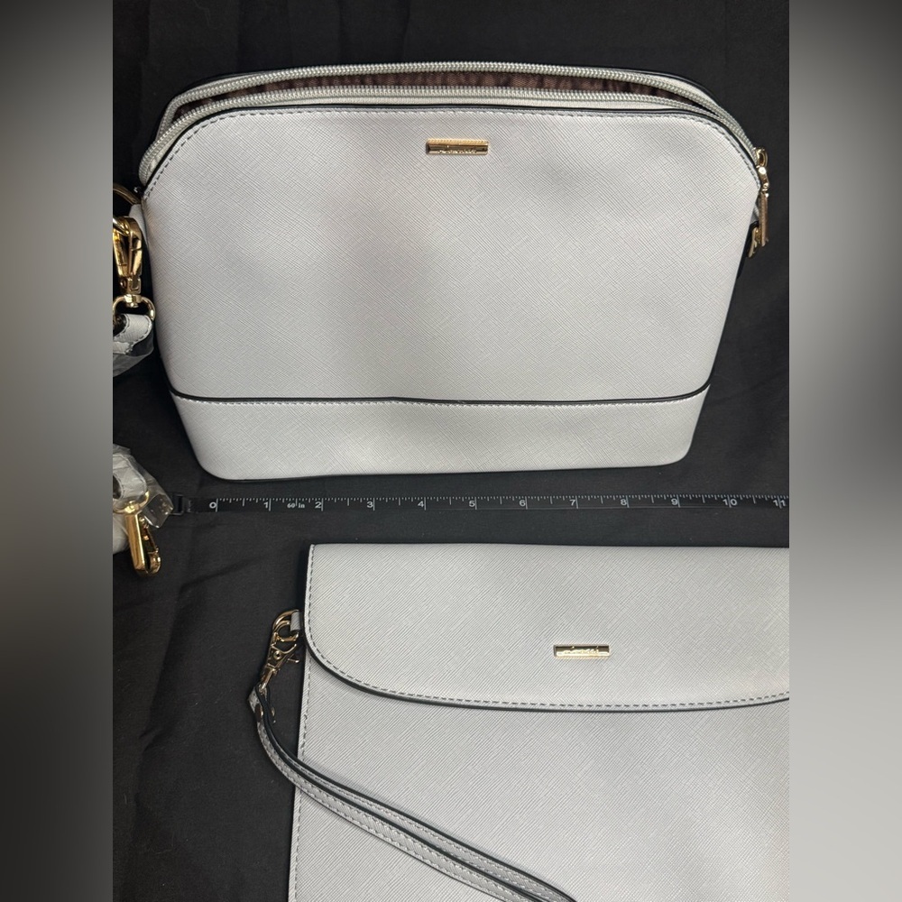 Elegant Gray Handbag and Clutch Set - Picture 4 of 6